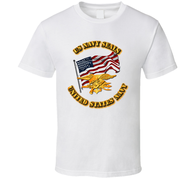 Navy - SOF - Navy SEALs - Flag - Badge T Shirt