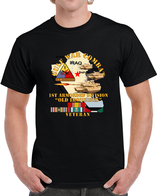 Army - Gulf War Combat Armor Vet W 1st Armored Division T Shirt