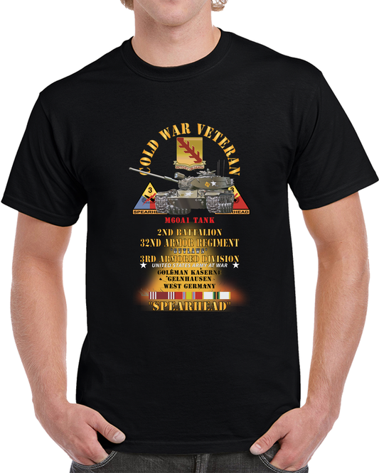 Cold War Vet - 2nd Bn, 32nd Armor - 3rd Armor Div  - Gelnhausen, Germany - M60a1 Tank  - Spearhead W Fire W Dui - Cold X 300 T Shirt