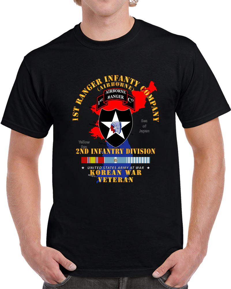 Army - 1st Ranger Inf Company - 2nd Id W Map W Korea Svc X 300 T Shirt