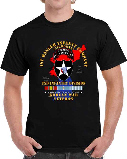 Army - 1st Ranger Inf Company - 2nd Id W Map W Korea Svc X 300 T Shirt