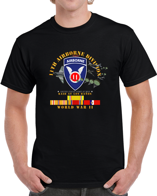 Army - 11th Airborne Division - Raid At Los Baños W Jumpers - Wwii W Pac Svc T Shirt