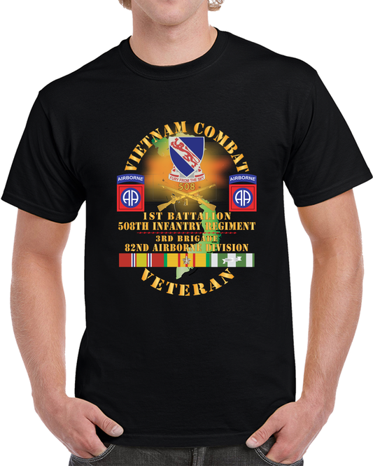 Vietnam Combat Vet - 1st Bn, 508th Infantry Regiment, 3rd Bde 82nd Airborne Div W Dui - Br W Vn S T Shirt