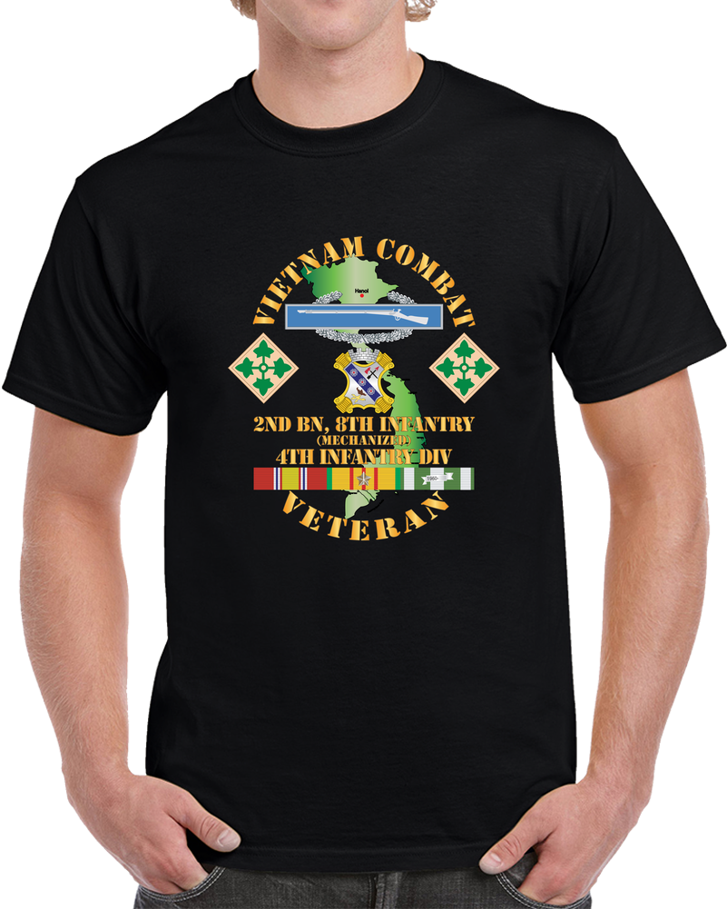 Army - Vietnam Combat Infantry Veteran W 2nd Bn 8th Inf (mech) - 4th Id Ssi X 300 T Shirt