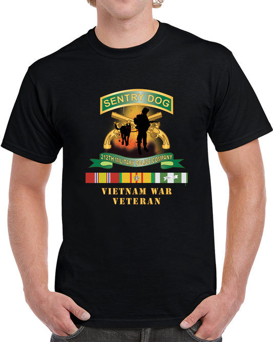 Army - Sentry Dog - 212th Military Police Company - Dog Fire W Br - Ribbon Vietnam War Veteran W VN SVC X 300 T Shirt