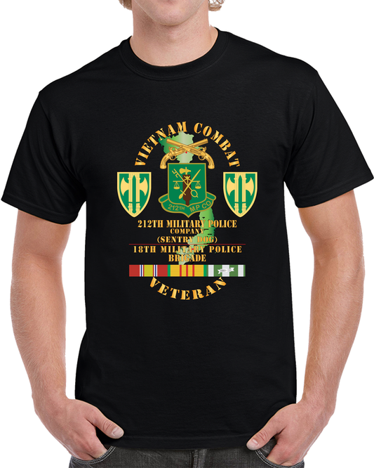 Army - Vietnam Combat Veteran W 212th Military Police Company - 18th MP Bde SSI - VN SVC X 300 T Shirt