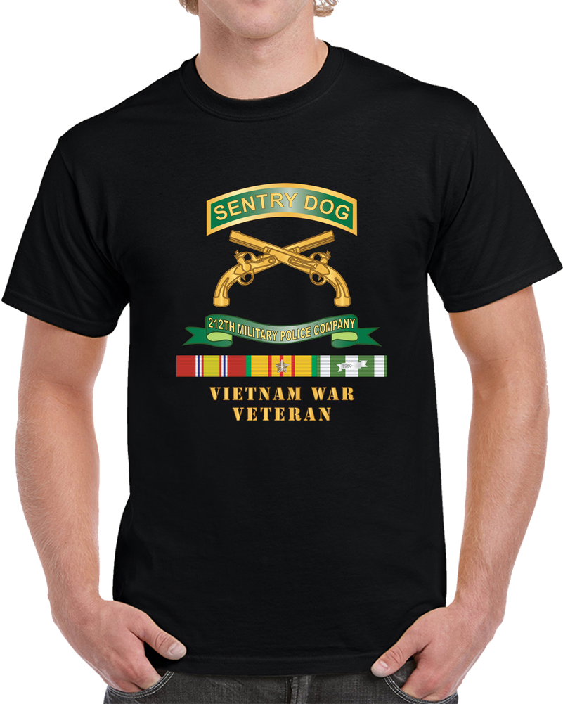 Army - Sentry Dog - 212th Military Police Company W Br - Ribbon Vietnam War Veteran W VN SVC X 300 T Shirt