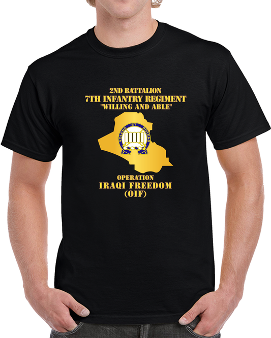 Army - 2nd Bn 7th Infantry Regt - OIF W Map T Shirt