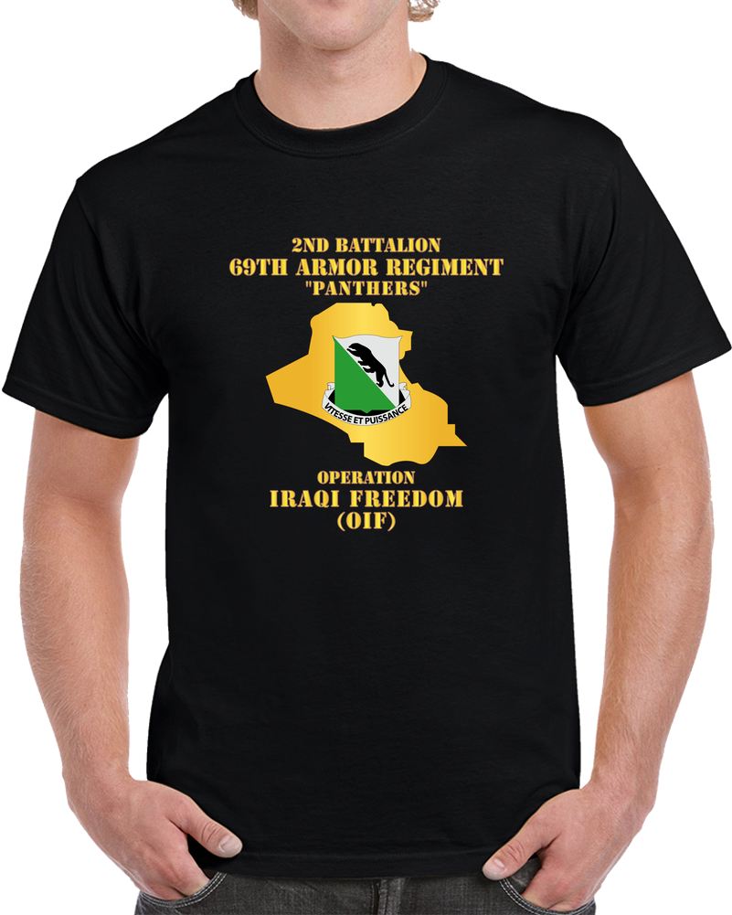 Army - 2nd Bn 69th Armor Regt - OIF W Map T Shirt
