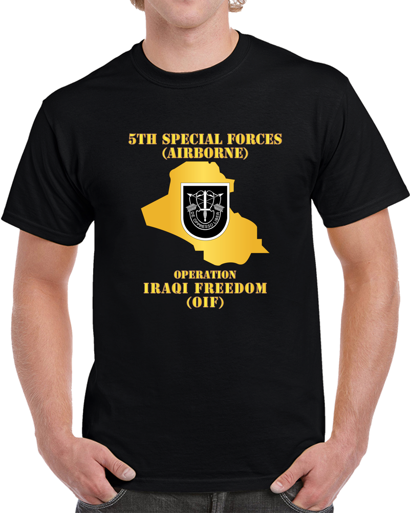 Army - 5th SFG - OIF w Map T Shirt