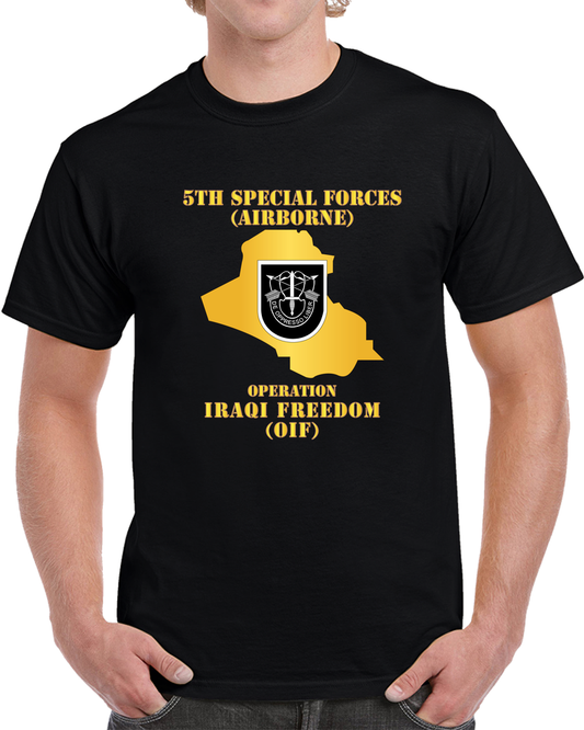 Army - 5th SFG - OIF w Map T Shirt