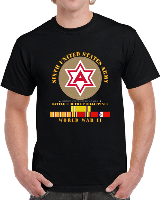 Army - 6th United States Army - Battle of Phil - Type - 1 - WWII w PAC SVC T Shirt