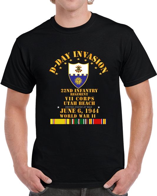 Army - 22nd Infantry Regt - VII Corps - D Day W SVC T Shirt