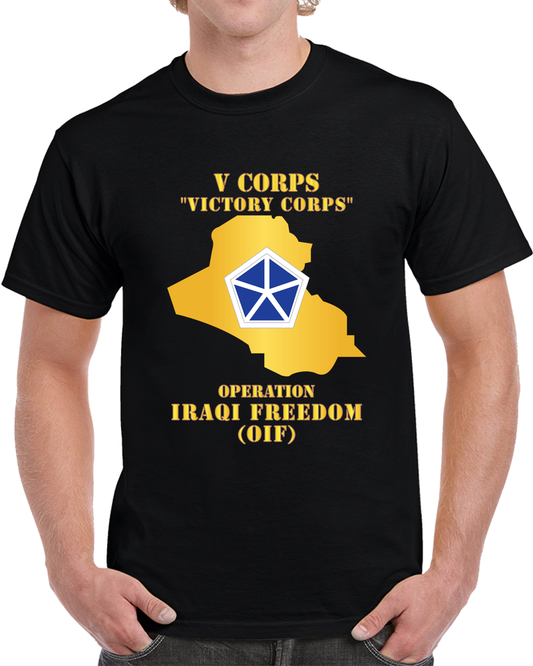 Army - V Corps - OIF W Map T Shirt