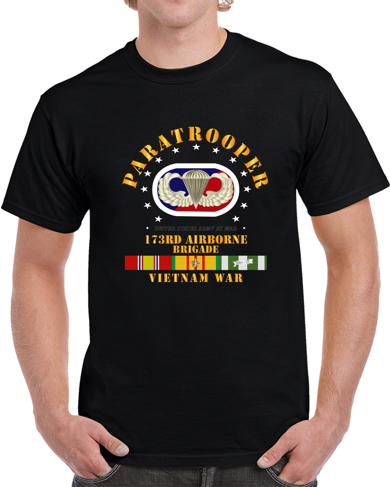 SOF - 173rd Airborne Bde Oval W Paratrooper W VN SVC T Shirt