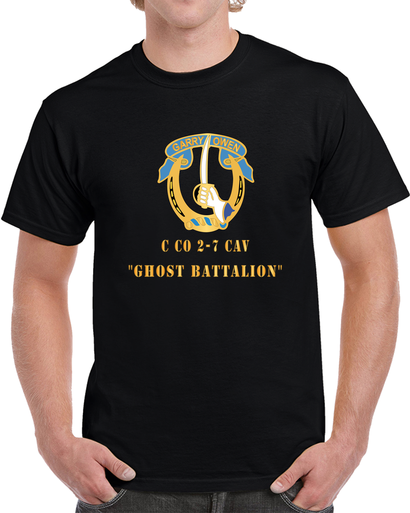 Army - 7th Cav DUI -  Co C 2-7 - Ghost Battalionx 300 T Shirt