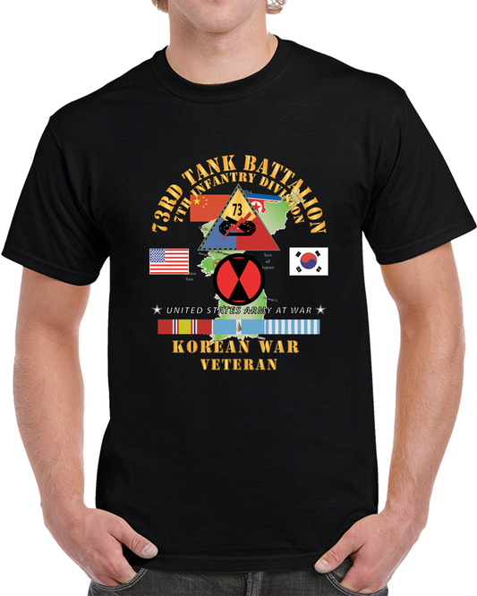 Army - 73rd Tank Battalion, 7th Infantry Div - VS NK - China, Korean War W Korea Map Green  X 300 T Shirt