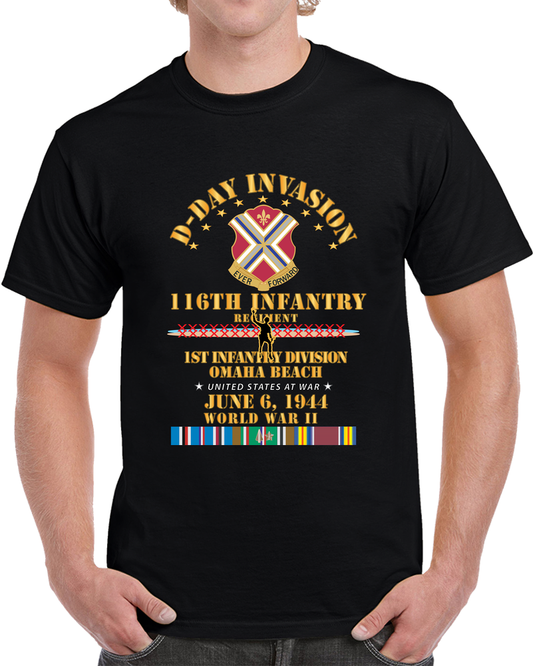 Army - 116th Infantry Regt - 1st ID - D Day W Follow Me W SVC T Shirt
