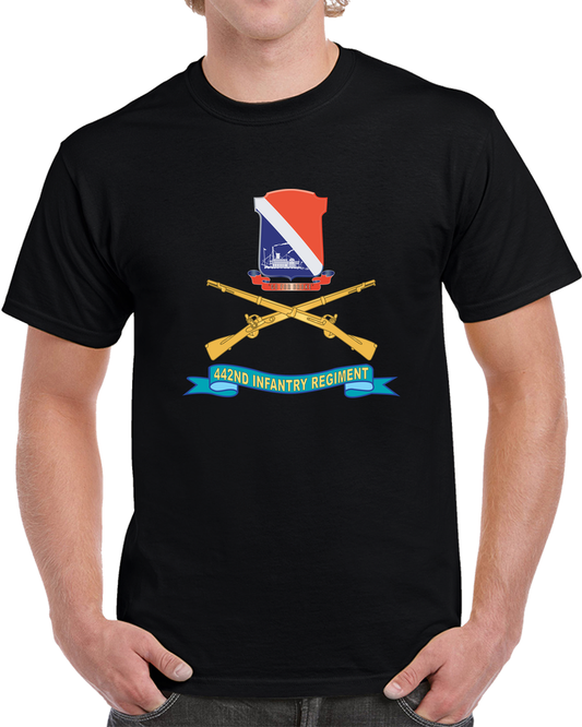 Army - 442nd Infantry Regiment W Br - SSI - Ribbon X 300 T Shirt