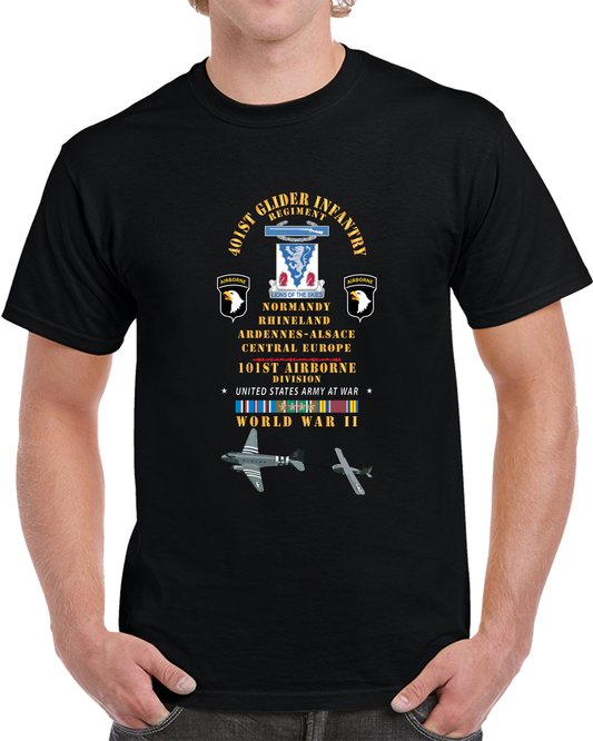 Army - 401st Glider Infantry Regiment, 101st Airborne Div - Rhineland Central EUR WWII W EUR SVC X 300 T Shirt