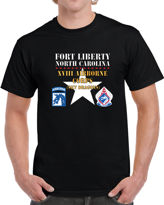 Army - Fort Liberty North Carolina - XVIII Airborne Corps (sky Dragons) - SSI - DUI X 300 T Shirt