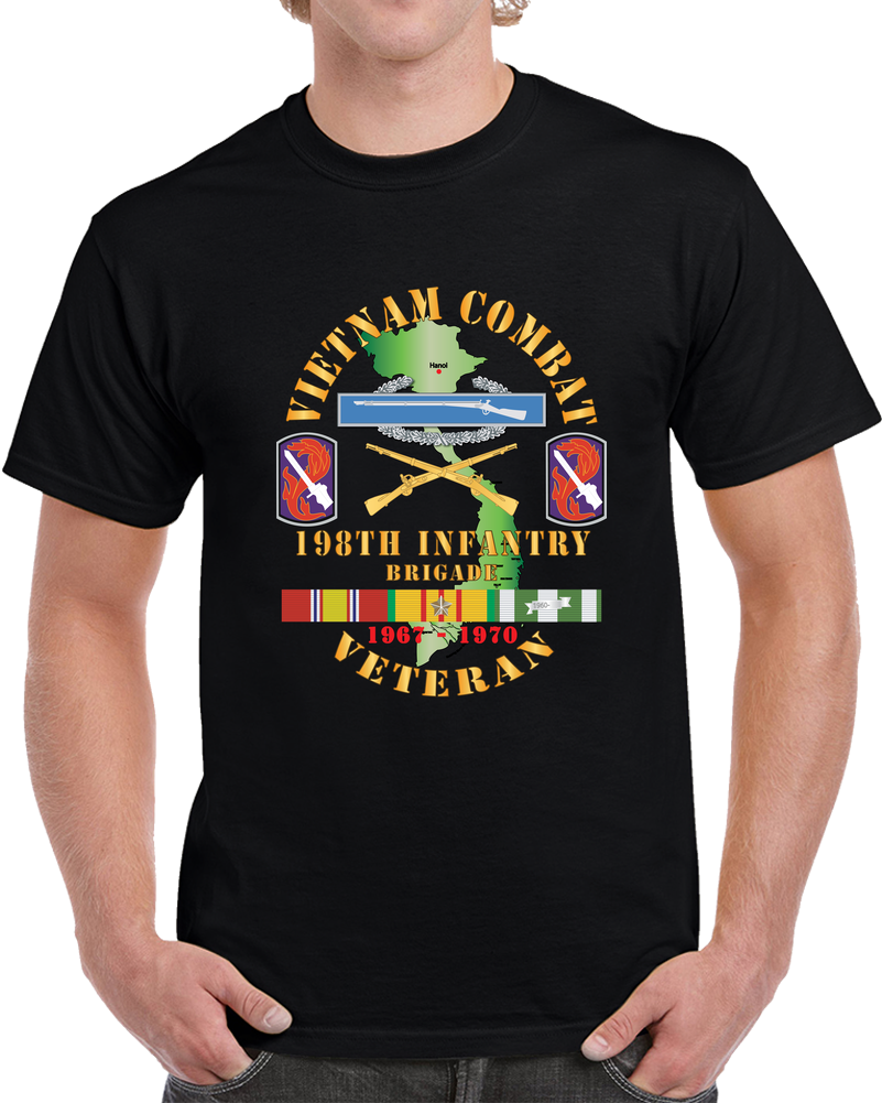 Army - Vietnam Combat Infantry Veteran W 198th Inf Bde SSI - 1967 - 1970 X 300 T Shirt