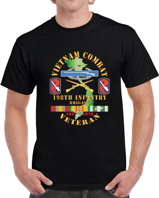 Army - Vietnam Combat Infantry Veteran W 198th Inf Bde SSI - 1967 - 1970 X 300 T Shirt