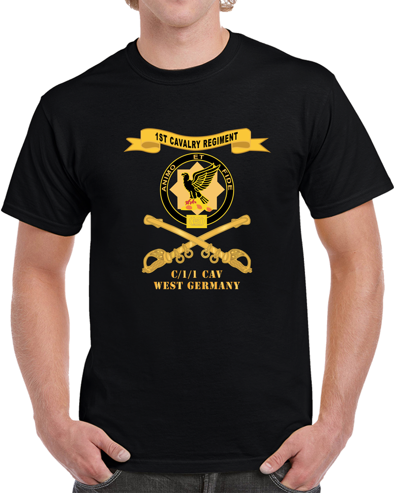 Army - 1st Cavalry Regiment W Br - Ribbon - C-1-1 CAV West Germany X 300 T Shirt