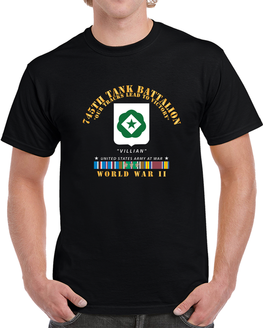 Army - 745th Tank Battalion - Villain - w DUI - WWII  EU SVC T Shirt