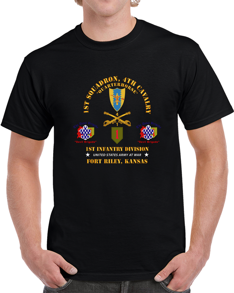Army - 1st Squadron, 4th Cavalry - 1st Inf Div - Devil Bde - Ft Riley, KS X 300 T Shirt