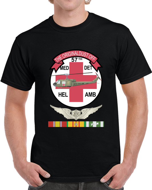 Army - 57th Medical Co - Orignial Dustoff - Vietnam W Crewmember Wings W VN SVC X 300 T Shirt