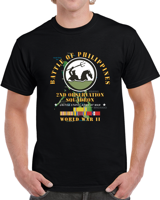 Army - Battle For Philippines - 2nd Observation Squadron W PAC - PHIL SVC T Shirt