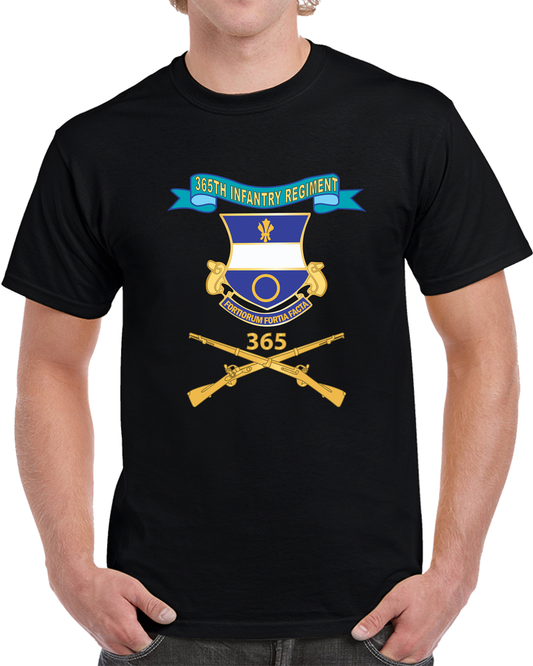 Army - 365th Infantry Regiment W Br - SSI - Ribbon X 300 T Shirt