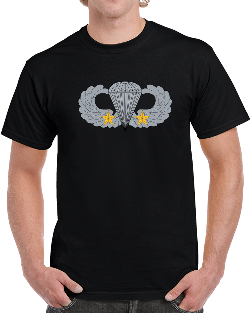 Badge - Army - Parachutist - Basic - 2 Combat Star X 300 T Shirt