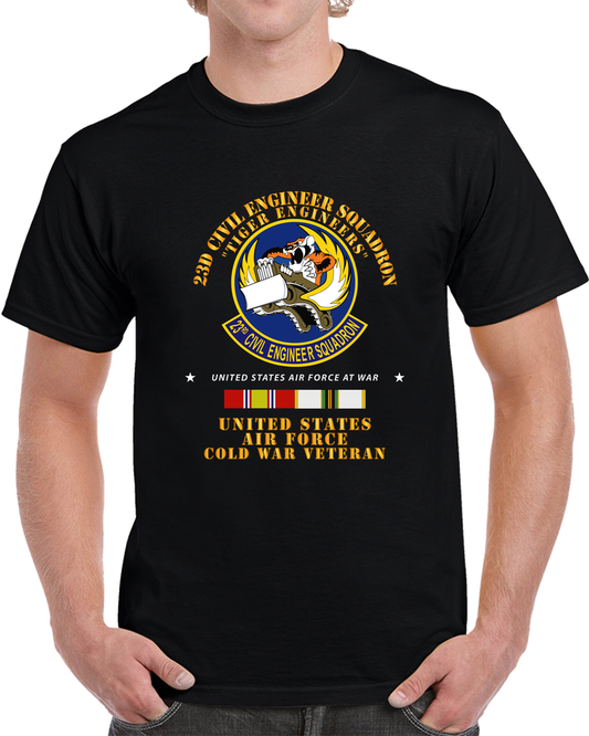 USAF - 23d Civil Engineer Squadron - Tiger Engineers - Cold War Vet W COLD SVC T Shirt