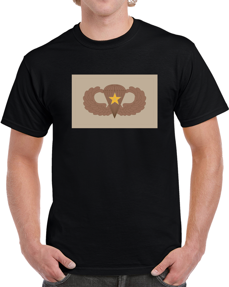 Badge - Army - Parachutist - Basic - 5 Combat Star - Subdued - Desert X 300 T Shirt
