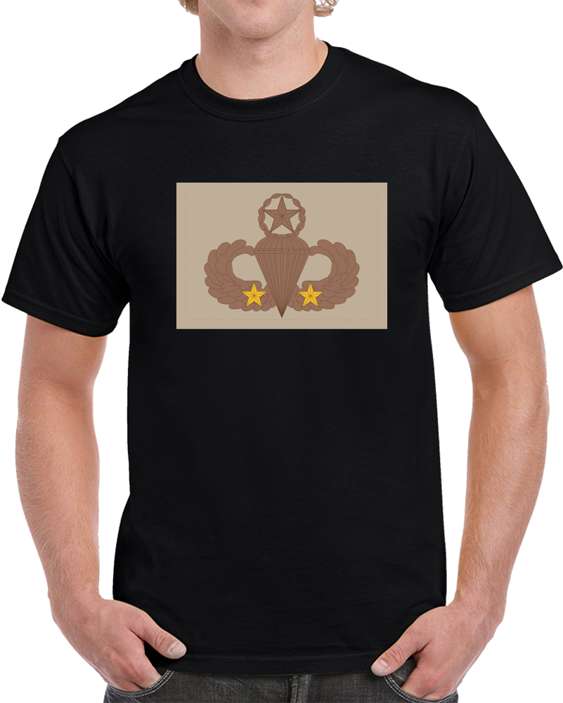 Badge - Army - Parachutist - Master - 2 Combat Star - Subdued - Desert X 300 T Shirt