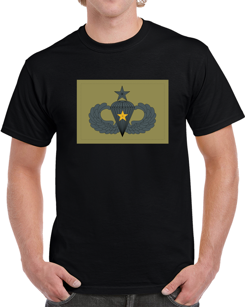 Badge - Army - Parachutist - Senior - 1 Combat Star - Subdued X 300 T Shirt