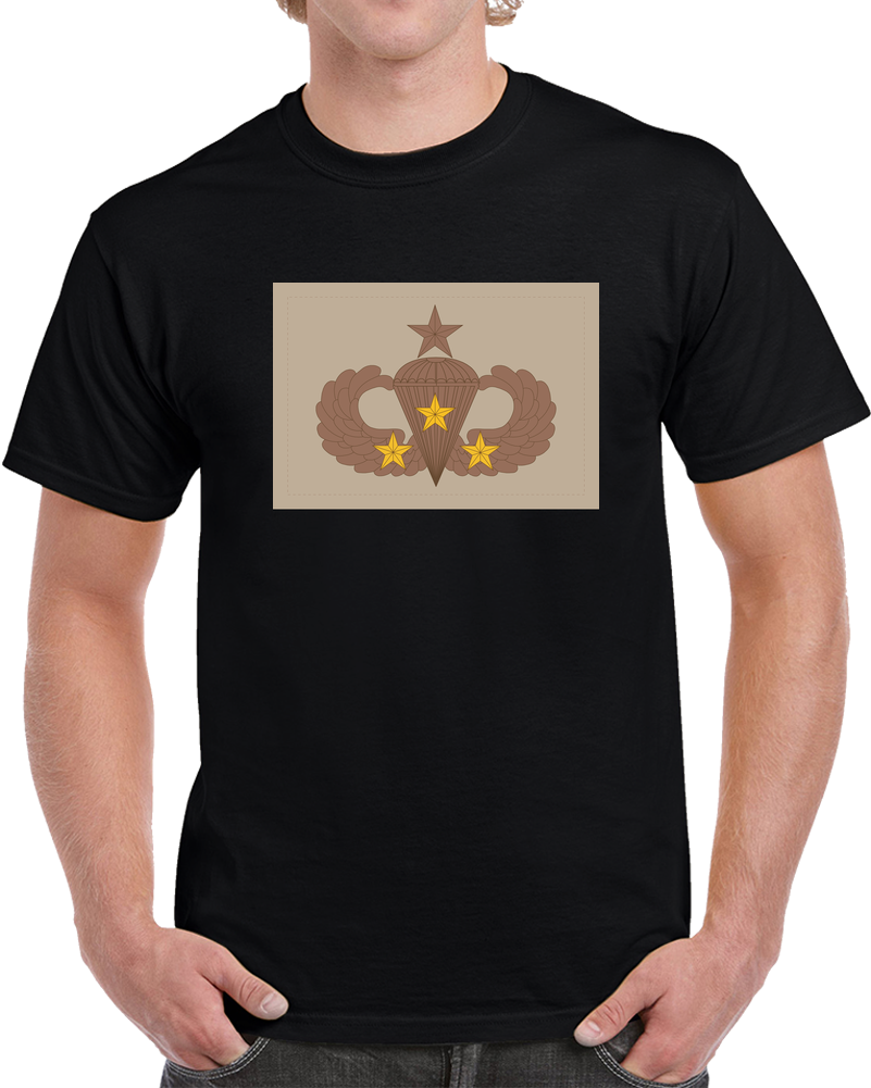 Badge - Army - Parachutist - Senior - 3 Combat Star - Subdued - Desert X 300 T Shirt