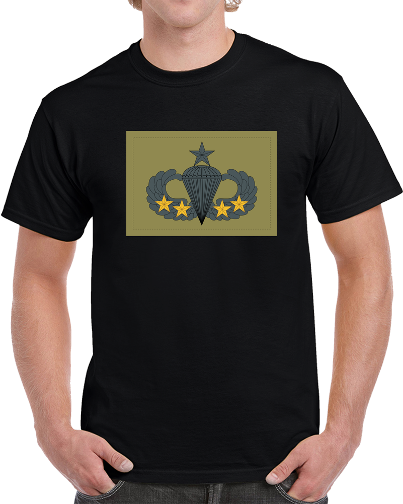 Badge - Army - Parachutist - Senior - 4 Combat Star - Subdued X 300 T Shirt