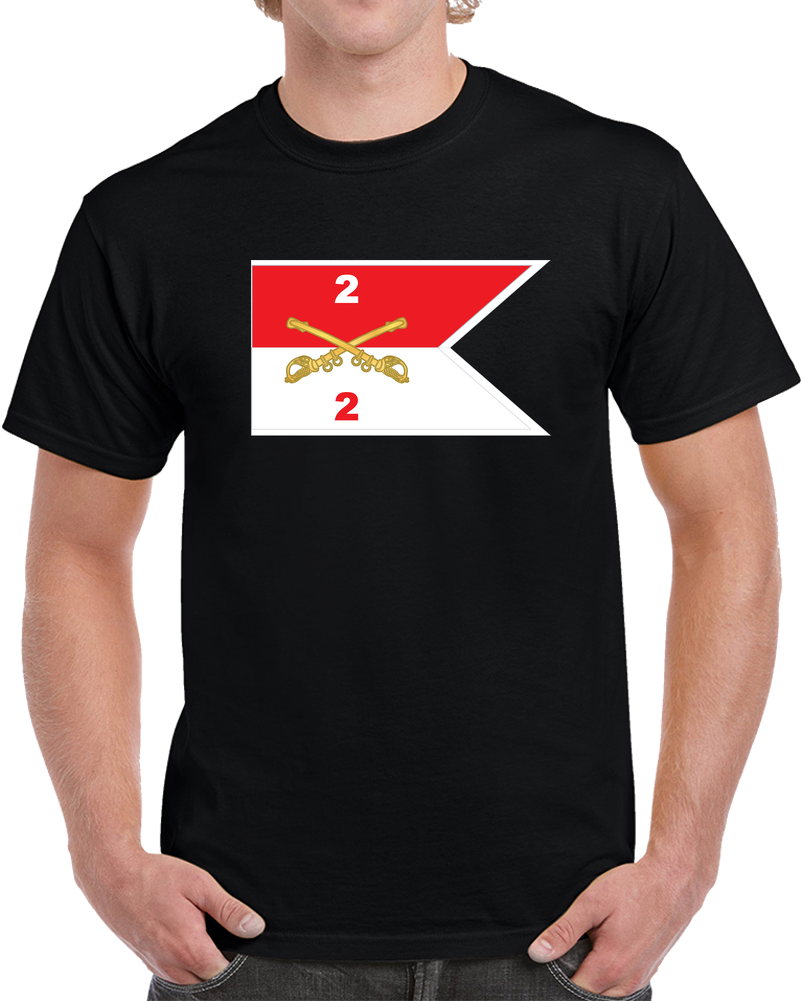 Army - 2nd Squadron - 2nd Cavalry Guidon W White Boundries X 300 T Shirt