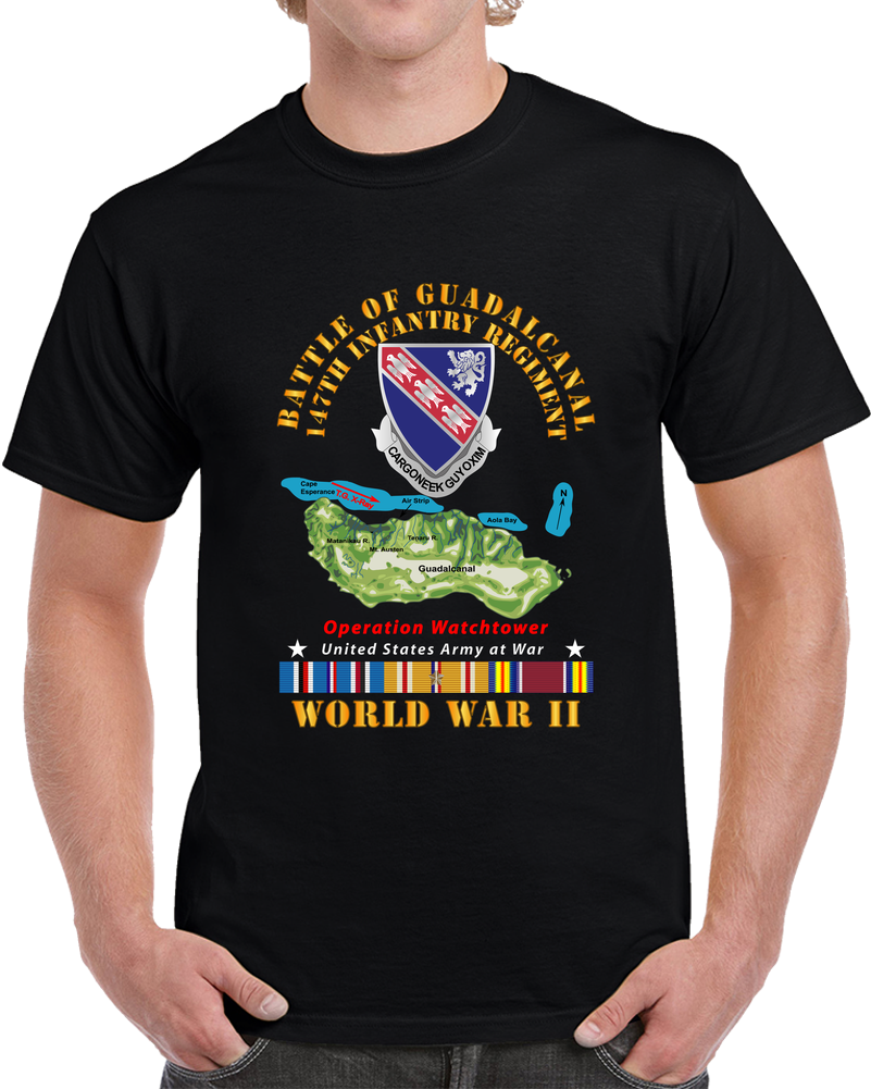Army - 147th Infantry Regiment - WWII - Guadalcanal Wo DS T Shirt