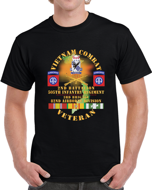 Army - Vietnam Combat Vet - 2nd Bn, 505th Infantry Regiment, 3rd Bde 82nd Airborne Div W  DUI - BR  W  VN SVC X 300 T Shirt