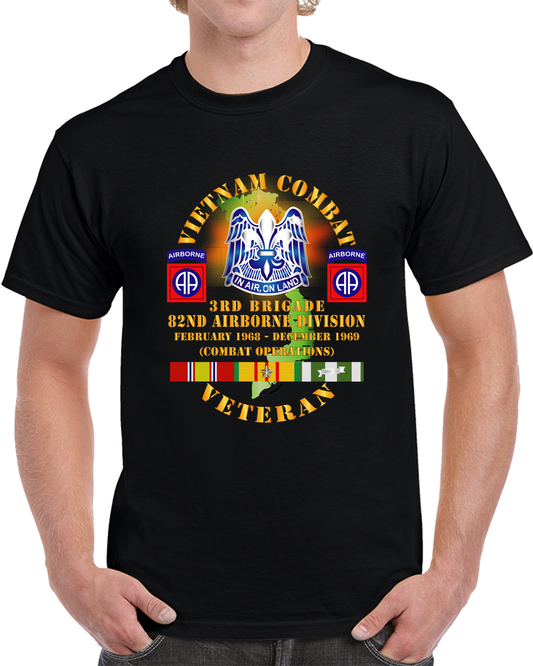 Army - Vietnam Combat Vet W 3rd Bde 82nd Airborne Divsion W  DUI Fire W  VN SVC X 300 T Shirt