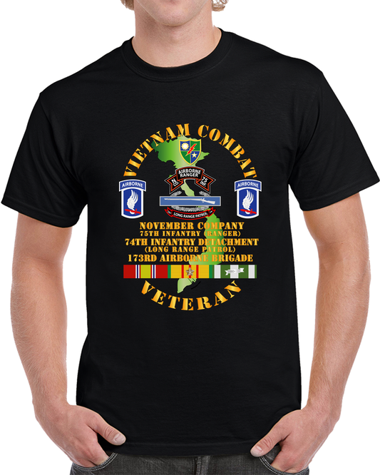 Army - Vietnam Cbt Vet - N Co 75th Inf Rgr 74th Inf Det - 173rd Abn Bde T Shirt