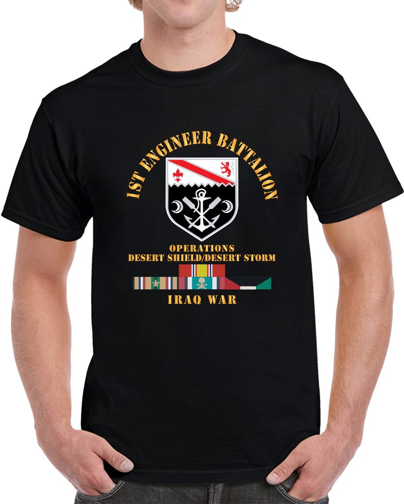 Army - 1st Engineer Bn W DS DS Svc Ribbons X 300 T Shirt