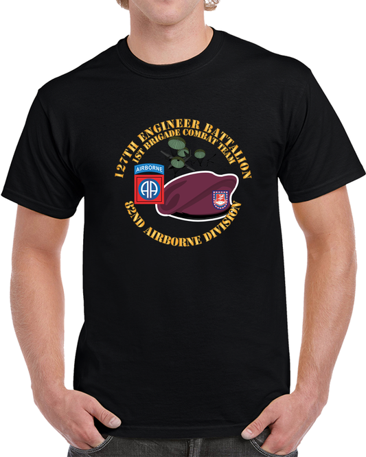 Army - 82nd Airborne Div - Beret - Mass Tac - Maroon  - 127th Engineer Bn X 300 T Shirt