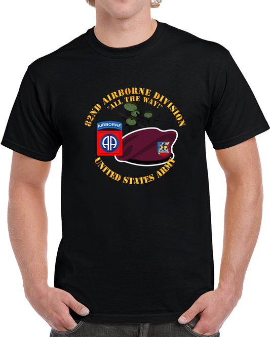 Army - 82nd Airborne Div - Beret - Mass Tac - Maroon  - 1st Bn 82nd Avn Regt T Shirt