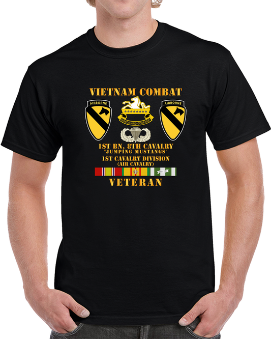 Army - Vietnam Combat Vet W 1st Bn 8th Cav 1st Cav Div - Jump Mustangs - T Shirt