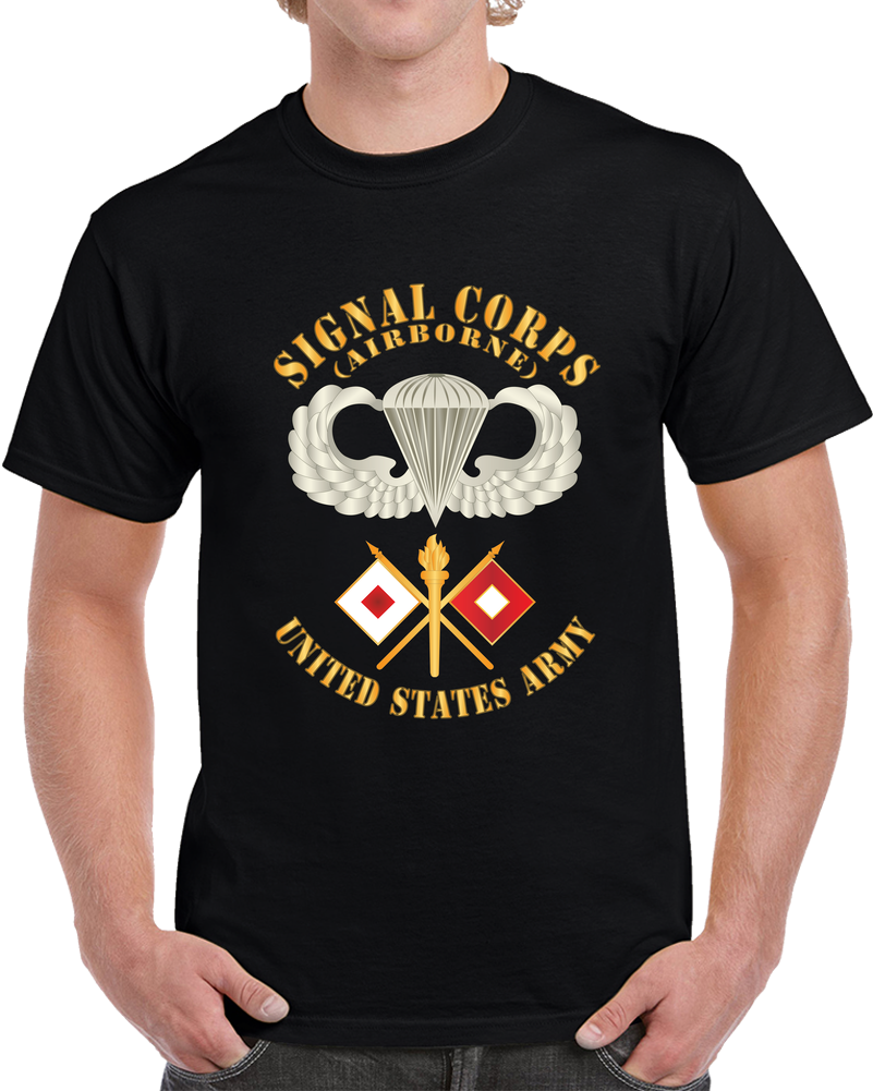 Army - Signal Corps W Airborne Badge - Br X 300 T Shirt